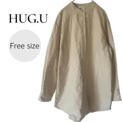 ハグユー バンドカラーシャツ ( F サイズ ) 長袖 ボタン付 ベージュ
