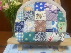 ☆新作☆パッチワークキルトポーチ 4角繋ぎ　ブルー系グリーン系 1点もの