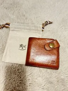 IL BISONTE ブラウン 二つ折り財布 保存袋付き
