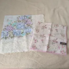 花柄ひざ掛けレースハンカチとラルフローレン 2枚セット