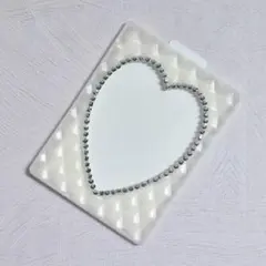 キルティング　ハート　トレカケース　B8　ホワイト　ラインストーン