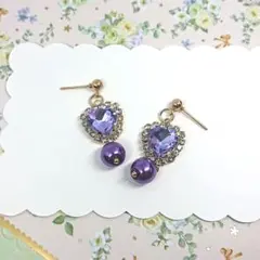 No.155☆ハート（ライトパープル） ピアス イヤリング マスクチャーム