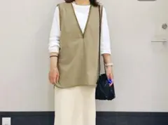 リネン混フリンジベスト