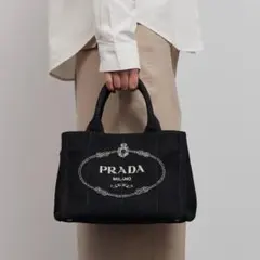 PRADA ブラック キャンバス ハンドバッグ 2way