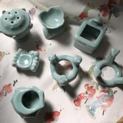 茶道具　茶道　蓋置き　七種セット　陶磁器　青磁　工芸品