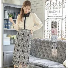 M 配色フラワーレースタイトスカート　花柄スカート　tocco closet