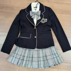 ネイビー ブレザー チェック柄スカート セット