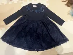 mezzo piano ニット×レースのドッキングワンピース