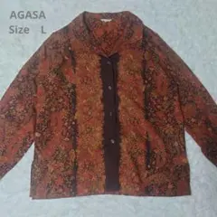 AGASA 日本製 레트로 花柄ブラウス 長袖