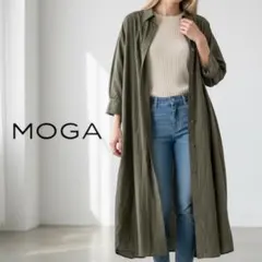 900ね@ MOGA ロング シャツ ワンピース カーキ 春物 オリーブのサムネイル