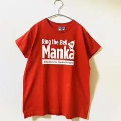 USA製・ビンテージ　Manka DhingraロゴTシャツ 赤レディースS〜M