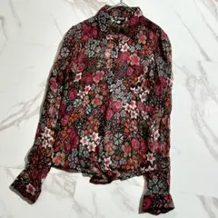 【美品】DOLCE&GABBANA シフォンブラウス 花柄 長袖 Lサイズ