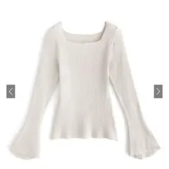 GRL スクエアネックフレアスリーブリブニットトップス