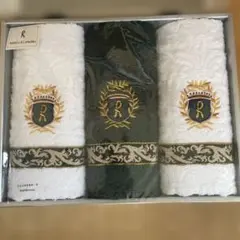 ロベルタディカメリーノ　フェイスタオル3枚セット　ホワイト&グリーン【未使用品】