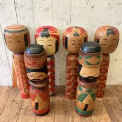 昭和レトロ 木製 こけし 小芥子 ニポポ アイヌ 木彫り 6体セット まとめ売り