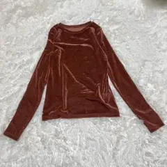 長袖【M】薄手　キラキラ生地　シースルー　ブラウン　シンプル　無地