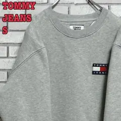 《美品》TOMMY JEANS☆トレーナー ワンポイント S グレー