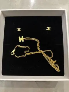 CELINE トリオンフ ネックレス＆ピアス ゴールドカラー