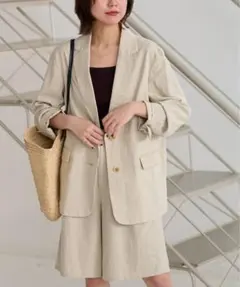 relume ベージュ コットンリネンシングルジャケット