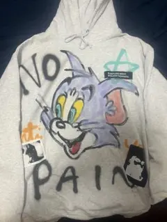 guernika グレー パーカー キャラクター Guernika/ゲルニカ/Hand Painted Hoodie - ANONYMOUSE（パーカー