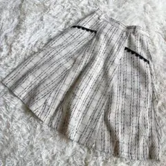 axes femme ツイード フレアスカート アイボリー レース装飾 M
