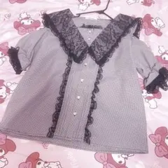 NOEMIE ギンガムチェックレースセーラーブラウス