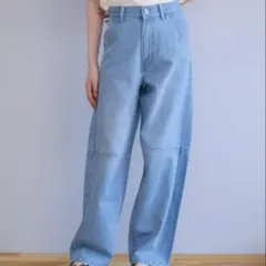 しまむら　choco　デニムバレルパンツ　Lサイズ　中水色　新品未使用