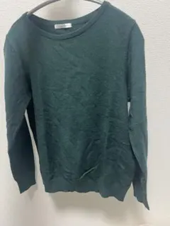 ダークグリーン クルーネック ニット