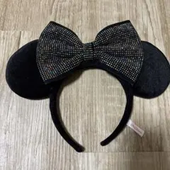 ミニーマウス カチューシャ 黒 ビーズ装飾