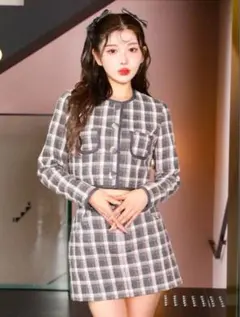 ダーリッチ チェックツイードショートジャケット