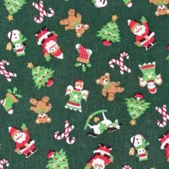 ビンテージ USAコットン VIP クリスマス 子ども柄 Christmas 緑