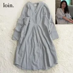 美品　ロワン　ストライプシャツワンピース　シアサッカー風