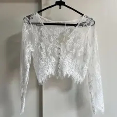 ウエディングボレロ ボレロ 刺繍 花柄レース オフホワイト Mサイズ