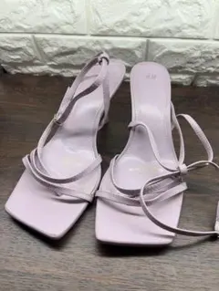 H&M 薄紫 ストラップサンダル 中ヒール