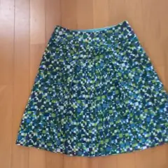 Sybilla プリーツスカート ひざ丈 青緑系　　サイズL　春夏用