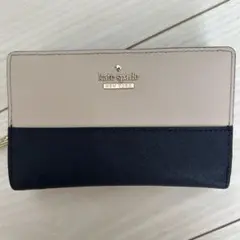 kate spade 二つ折り財布 ベージュ/ネイビー