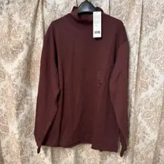 新品未使用 UNIQLO U ブラッシュドモックネックTシャツ長袖 ワイン