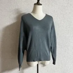 grove/グリーングレー Vネック 長袖ニット L
