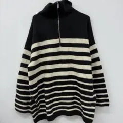 H&M ボーダーニット　白黒　L ◇5