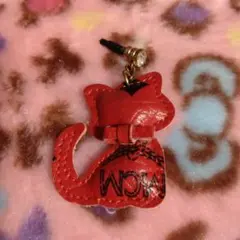 猫型レザーチャーム 赤