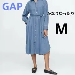 GAP デニムマキシ　シャツワンピース ドレスシャツワンピース ブルー