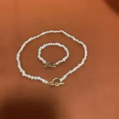 GOLDY 淡水パール ネックレスとブレスレット セット