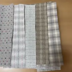 先染め生地、ハギレ、カットクロス、パッチワーク　5枚(グレー系)