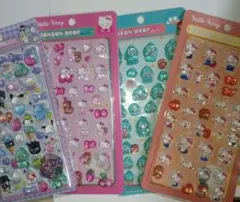 キャラクター　はぴだんぶい　ハンギョドン　キティ　立体シール　四枚セット