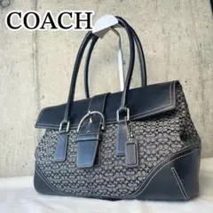 美品　コーチ　ワンショルダーバッグ　ソーホー　シグネチャー　キャンバス　黒