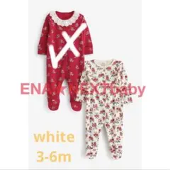 新品未使用 next エクリュ 小花柄足つきロンパース 3-6m