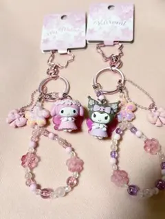 サンリオ　ビーズキーホルダー　サクラ　桜　マイメロ　クロミ