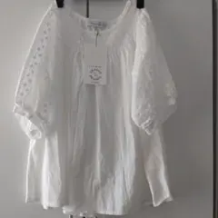 新品　SEASON REASON 　刺繍入りホワイトブラウス M