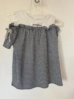 ギンガムチェックオフショルダーシャツ