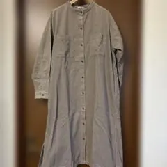 studio CLIPグレーのコットンシャツワンピース L